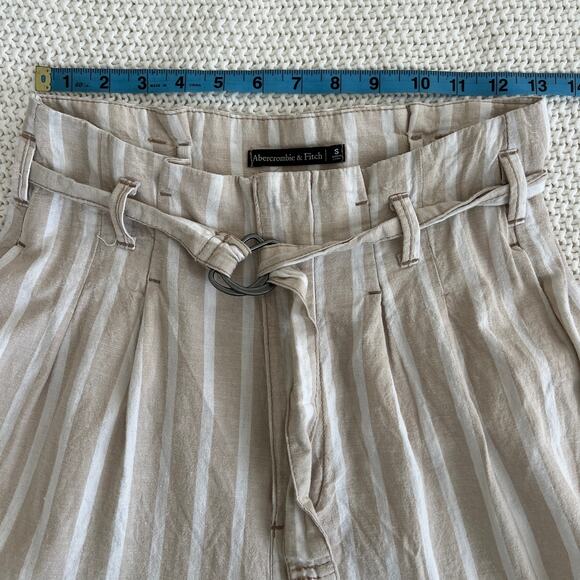 Abercrombie & Fitch Linen Blend High Waist Paper Bag Pants Women's Size Small - Picture 7 of 10